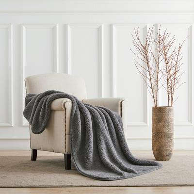 Show full view: Allisandro Ultra Soft Fluffy Sherpa Cat & Dog Blanket, Grey, 40 x 32-in slide 3 of 8