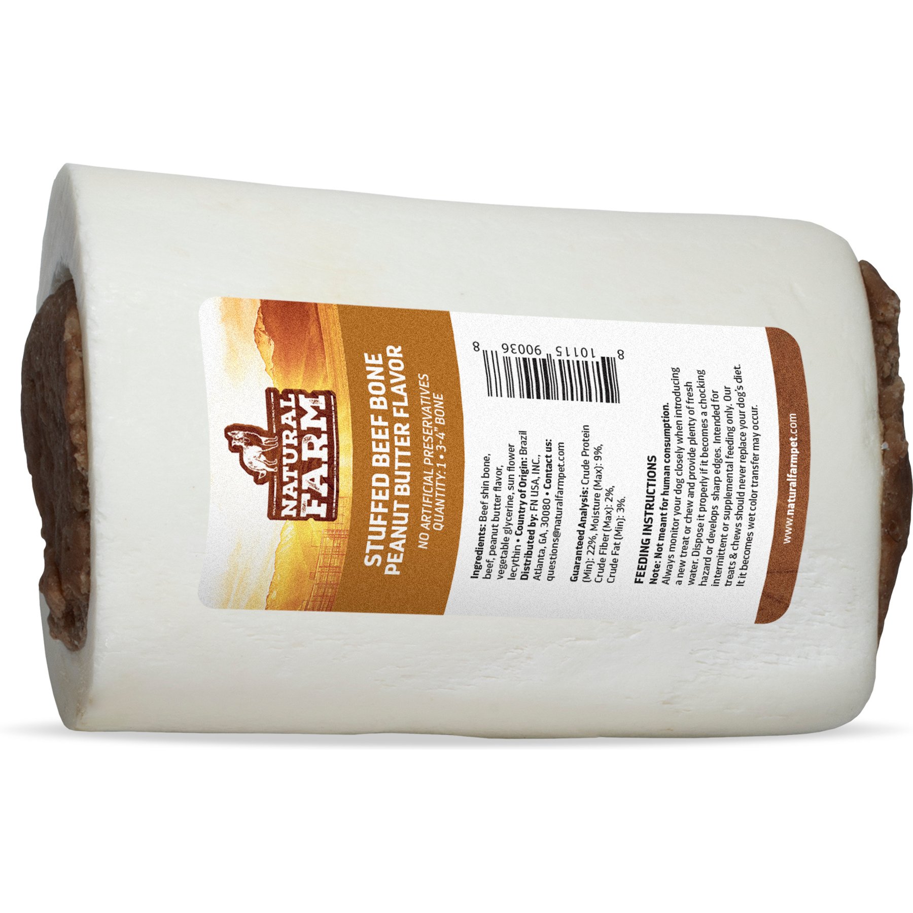 Natural Farm Peanut Butter Filled Bone Dog Chews, 3 to 4-in, 26 count