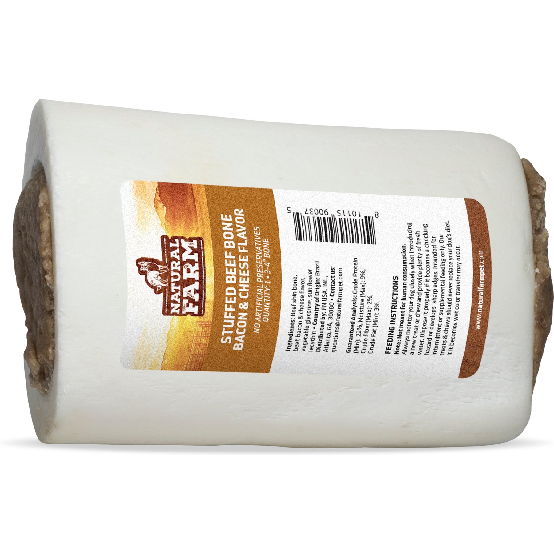 Natural Farm Bacon & Cheese Filled Bone Dog Chews, 3 to 4-in, 26 count