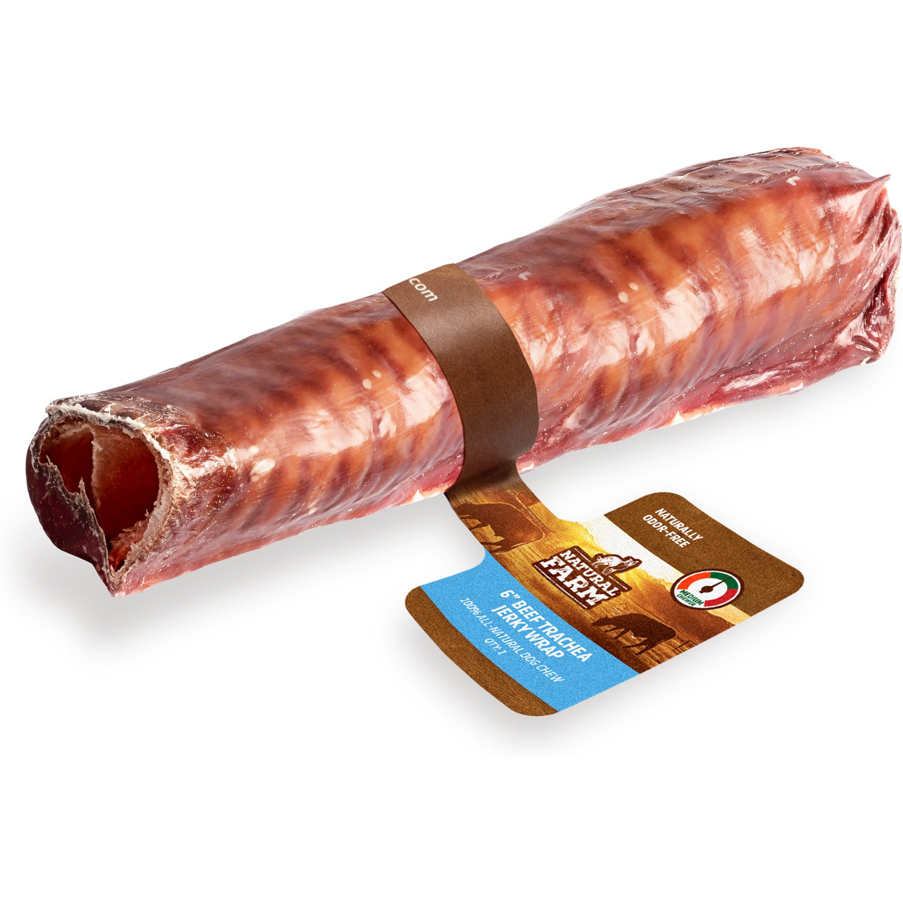 Natural Farm Jerky Wrapped Beef Trachea Dog Chews, 6-in, 20 count