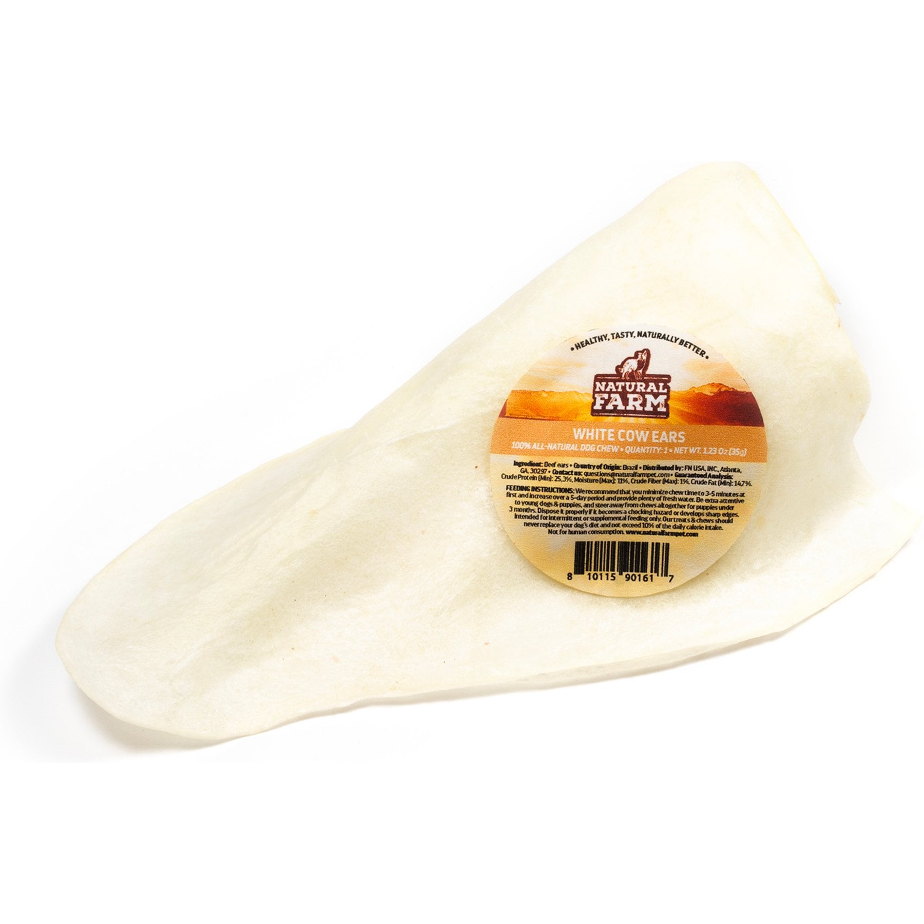 Natural Farm Natural White Cow Ears Dog Chews, 60 count