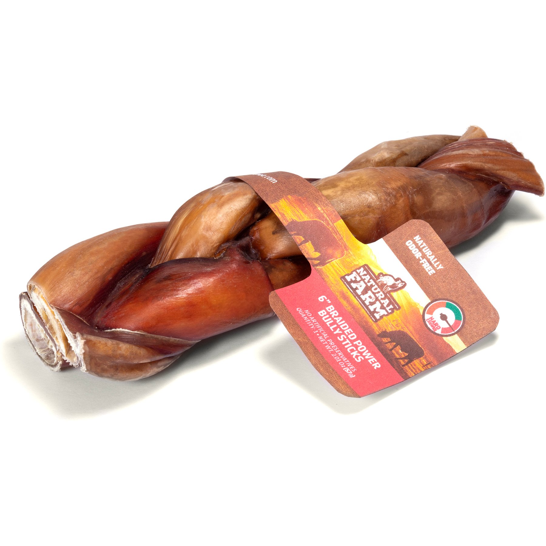 Natural Farm Braided Power Bully Sticks Dog Chews, 6-in, 20 count