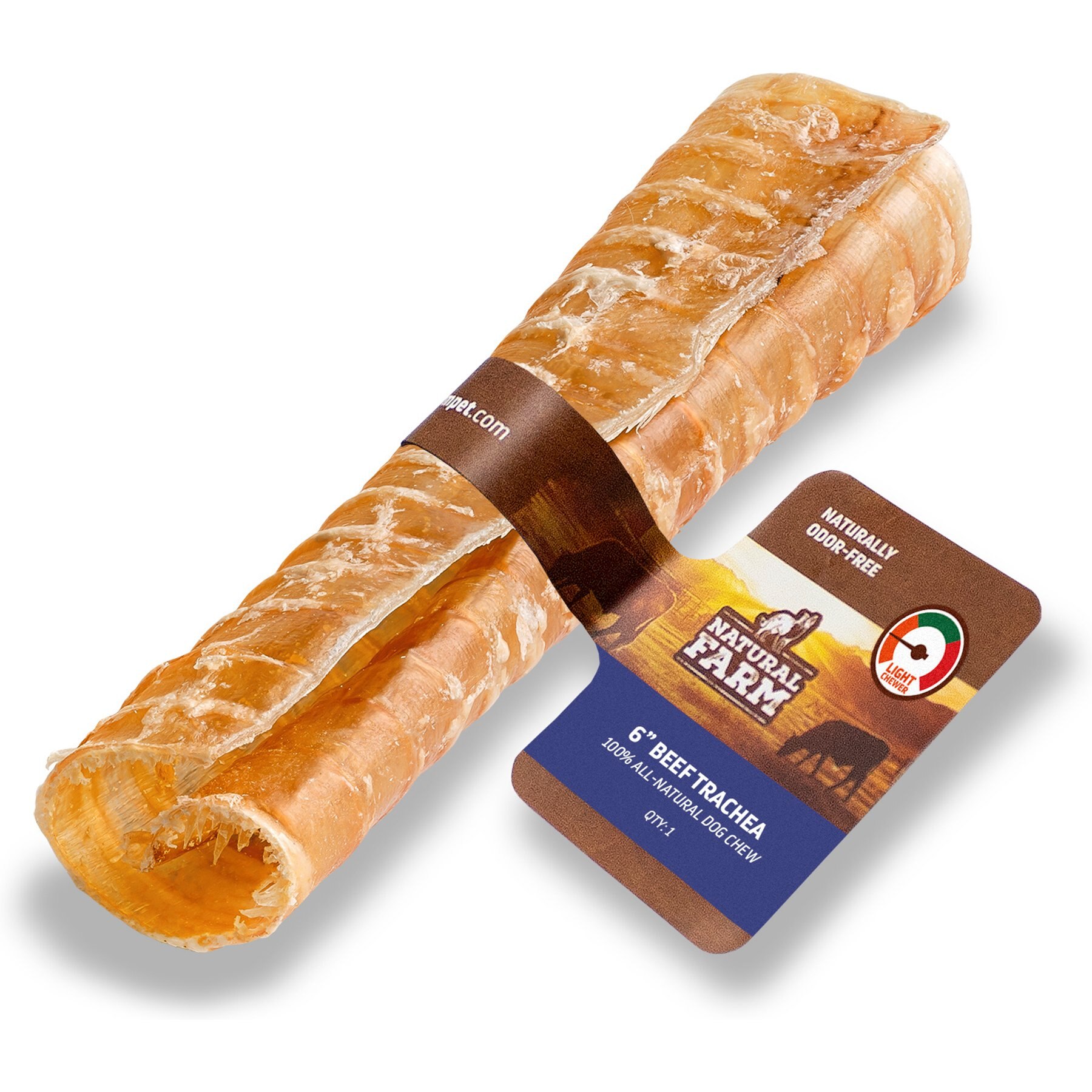 Natural Farm Beef Trachea Dog Chews, 6-in, 20 count