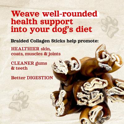 Show full view: Natural Farm Braided Collagen Stick Dog Chews, 12-in, 14 count slide 6 of 8