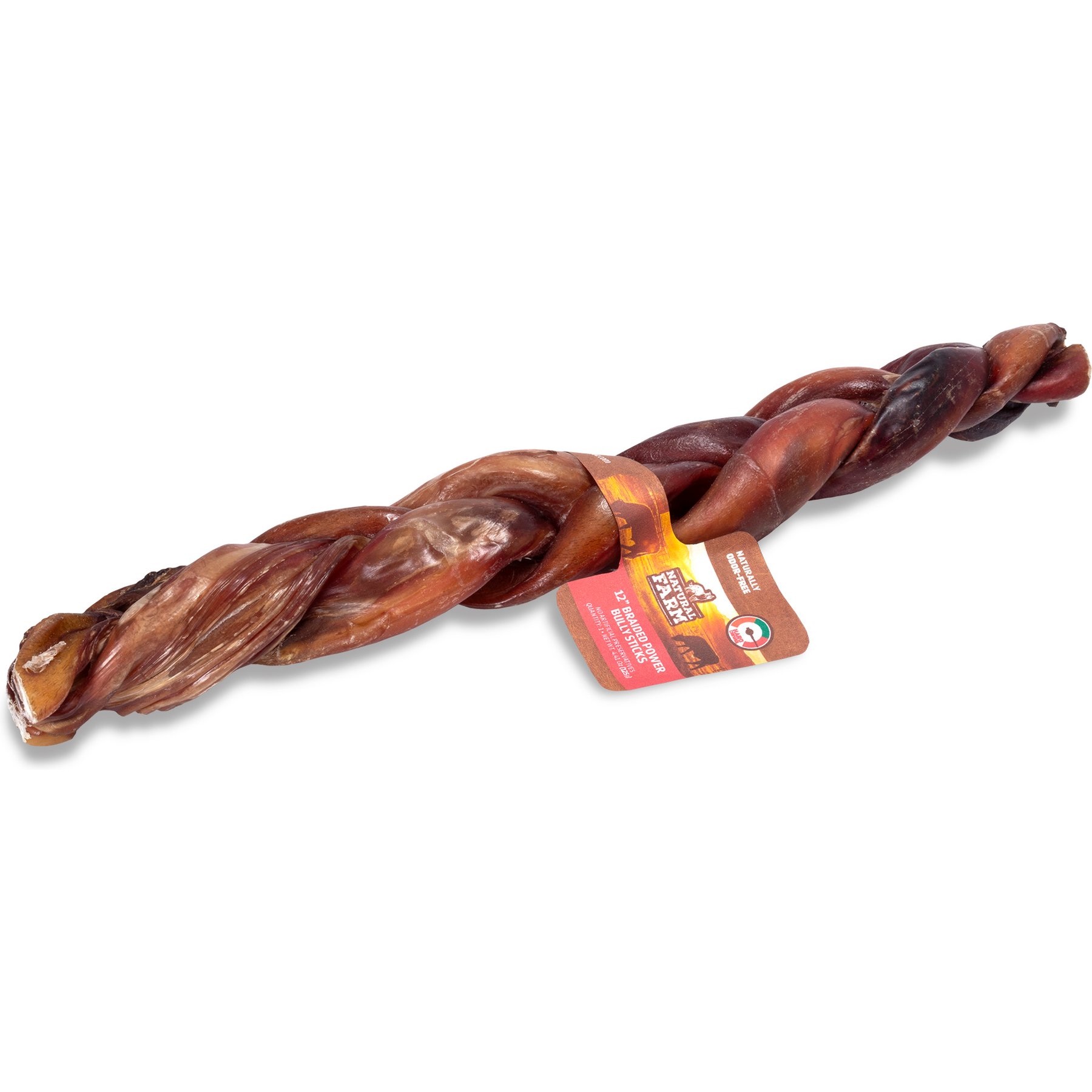 Natural Farm 12-inch Braided Power Bully Stick Dog Chew