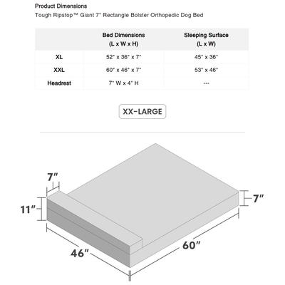 Show full view: K9 Ballistics Tough Ripstop Orthopedic Bolster Dog Bed, Tan, XX-Large slide 5 of 6