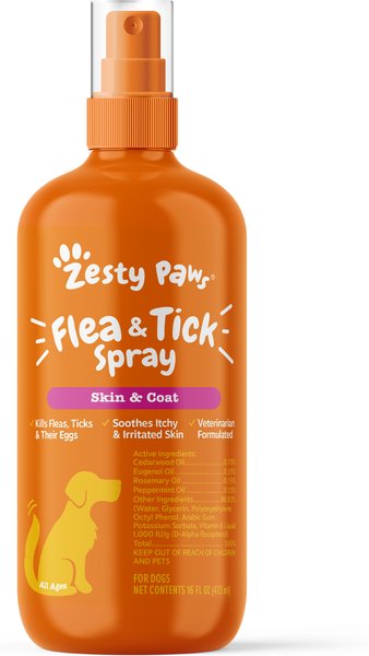 Show full view: Zesty Paws Flea & Tick Veterinary Formulated Soothing Spray for Dogs, 16-fl oz bottle slide 1 of 9