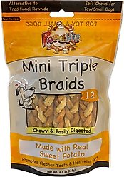 Poochie Chews 5" Mini Triple Braids Dog Treat, 4.5-oz bag