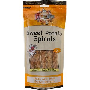 Poochie Chews 8" Sweet Potato Spirals Dog Treat, 6-oz bag