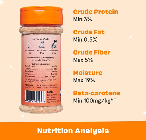 BARK Pump Up the Yams Limited Ingredient Diet Dehydrated Dog Food Topper, 5-oz jar