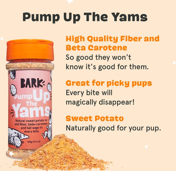 BARK Pump Up the Yams Limited Ingredient Diet Dehydrated Dog Food Topper, 5-oz jar