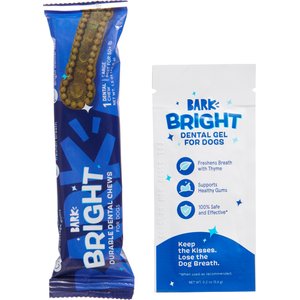 BARK Bright Durable Dental Kit: Large Mint Flavored Dental Dog Treats + Chicken & Thyme Flavored Dog Dental Gel, 1 count, sample gel