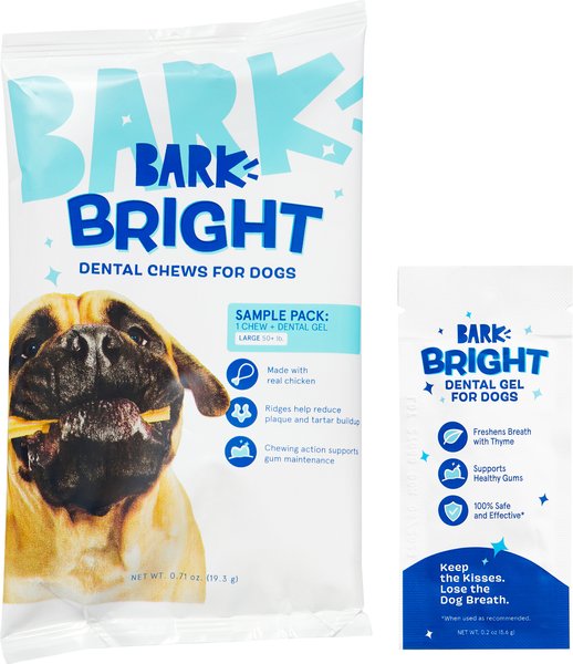 Show full view: BARK Bright Dental Kit: Large Chicken Flavored Dental Dog Treats + Chicken & Thyme Flavored Dog Dental Gel, 1 count, sample gel slide 1 of 9