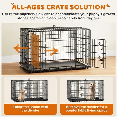Show full view: Yaheetech Foldable Wire Dog Crate with Divider, Black, 42 inch slide 4 of 7