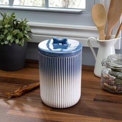 Park Life Designs Skandi Ceramic Ribbed Dog Treat Jar, Blue