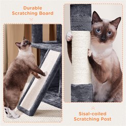 Yaheetech 3 Tiers 36-in Plush Cat Tower with Double Cat Condo, Dark Gray slide 2 of 6