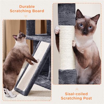 Show full view: Yaheetech 3 Tiers 36-in Plush Cat Tower with Double Cat Condo, Dark Gray slide 5 of 7