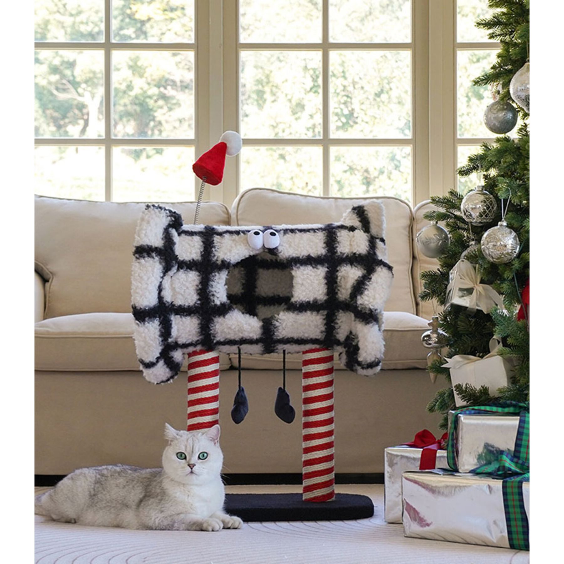 ZEZE Christmas Zebra 33-in Cat Tree, Black/White