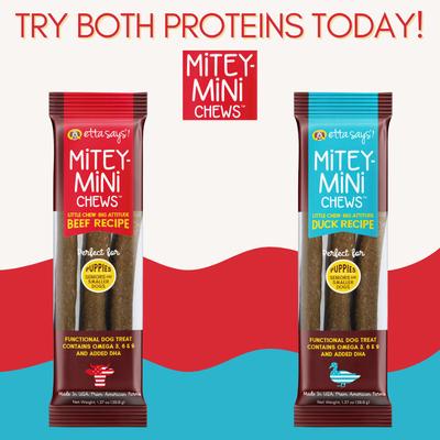 Show full view: Etta Says! Mitey Mini Chews Duck Recipe Dog Treats, 3 count slide 7 of 9