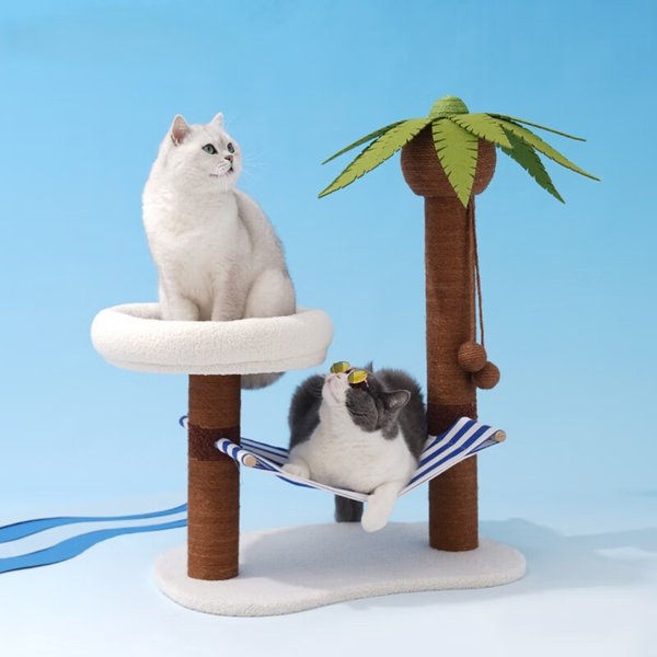 ZEZE Summer Coconut Island Climbing Frame 31-in Cat Tree, Brown/Green