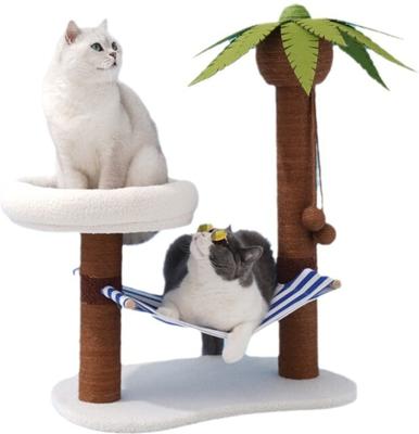 Show full view: ZEZE Summer Coconut Island Climbing Frame 31-in Cat Tree, Brown/Green slide 2 of 7