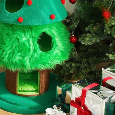 Show full view: ZEZE Super Christmas Tree 50-in Cat Tree & Condo, Green slide 2 of 5