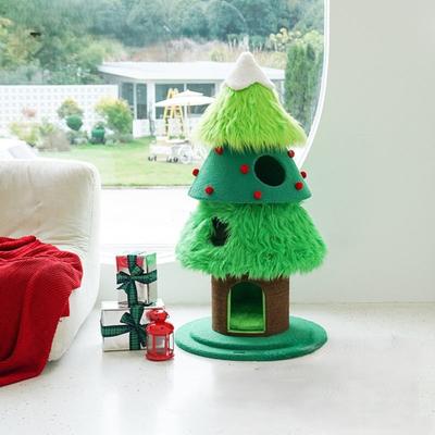 Show full view: ZEZE Super Christmas Tree 50-in Cat Tree & Condo, Green slide 3 of 5