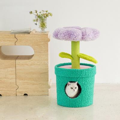 Show full view: ZEZE Upward Bloom Bed & Cozy Hideaway Cat House, Purple/Green slide 5 of 5