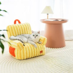 ZEZE Striped Furniture Style Sofa Cat Bed, Yellow, Medium