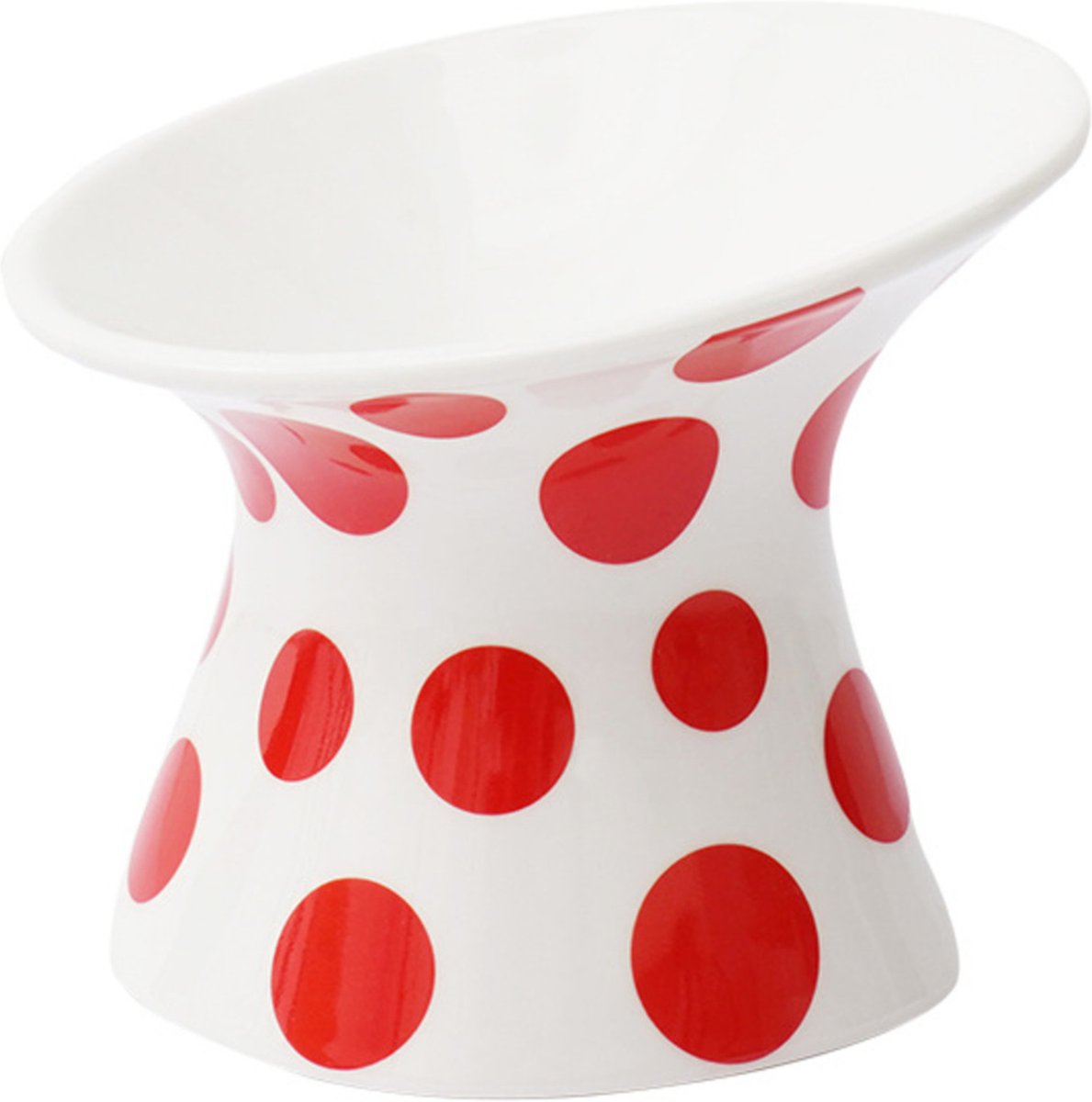 ZEZE Polka Dot Ceramic Elevated Cat Bowl