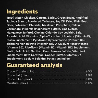 Show full view: Cesar Wholesome Meals Beef, Chicken, Carrots, Barley & Green Beans Recipe Wet Dog Food, 17.6-oz pouch, case of 12 slide 7 of 11