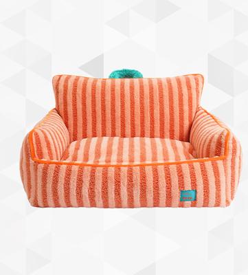 Show full view: ZEZE Striped Furniture Style Sofa Cat Bed, Orange, Large slide 2 of 6