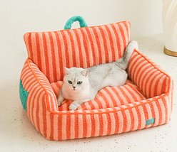 ZEZE Striped Furniture Style Sofa Cat Bed, Orange, Large