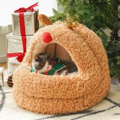 ZEZE Reindeer Yurt Covered Cat Bed, Brown, Medium slide 2 of 5