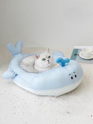 Show full view: ZEZE Whale Pillow Cat Bed, Blue, Medium slide 6 of 6