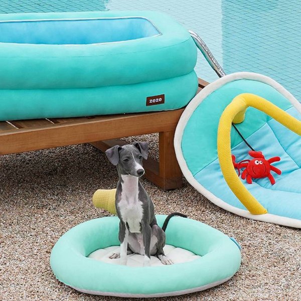 ZEZE Marble Pattern Ice Mat Cooling Dog Bed, White, Medium