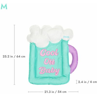 ZEZE ZEZE Beer Mug Cooling Dog Bed, Turquoise, Medium