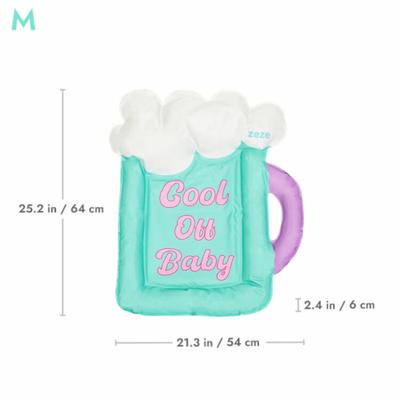 Show full view: ZEZE Beer Mug Cooling Dog Bed, Turquoise, Medium slide 1 of 5