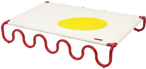 Show full view: ZEZE Wavy Army Elevated Dog Bed, Medium, White/Yellow slide 4 of 10