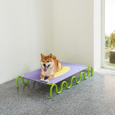 Show full view: ZEZE Wavy Army Elevated Dog Bed, Medium, Purple/Yellow slide 3 of 11