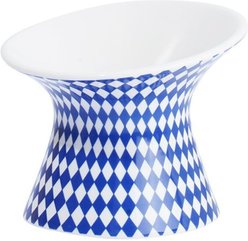 ZEZE Diamond-Shaped Ceramic Elevated Dog Bowl, Blue, 3-cup