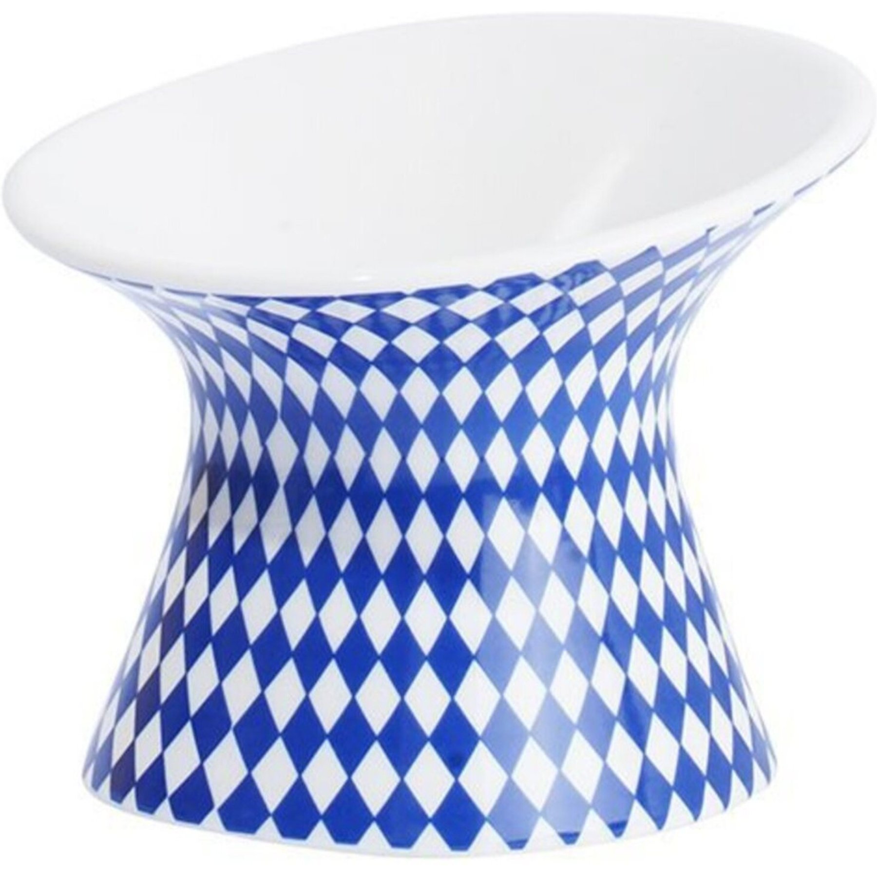 ZEZE Diamond-Shaped Ceramic Elevated Dog Bowl, Blue, 3-cup