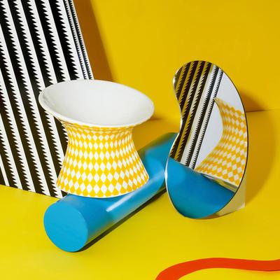 Show full view: ZEZE Diamond-Shaped Ceramic Elevated Dog Bowl, Yellow, 3-cup slide 3 of 10