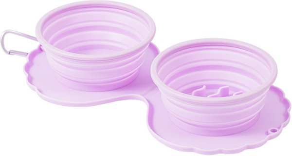 Show full view: ZEZE Collapsible Silicone Dog Bowl, Purple, 3-cup slide 1 of 7