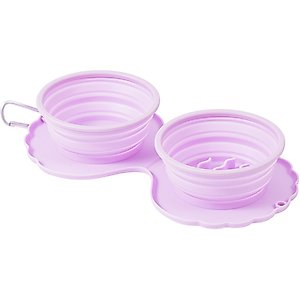 ZEZE Collapsible Silicone Dog Bowl, Purple, 3-cup