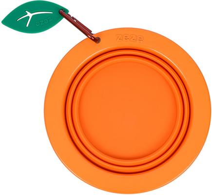 Show full view: ZEZE Collapsible Silicone Dog Bowl, Orange, 3-cup slide 5 of 7