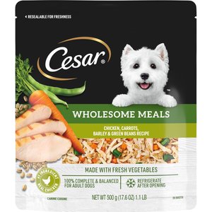 Cesar Wholesome Meals Chicken, Carrots, Barley & Green Beans Recipe Wet Dog Food, 17.6-oz pouch