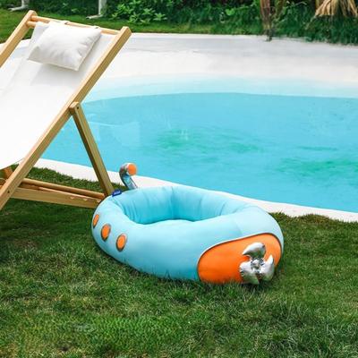 Show full view: ZEZE Submarine Cool Sensation Bolster Dog Bed, Blue, Large slide 3 of 10