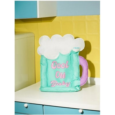 ZEZE ZEZE Beer Mug Cooling Dog Bed, Turquoise, Large