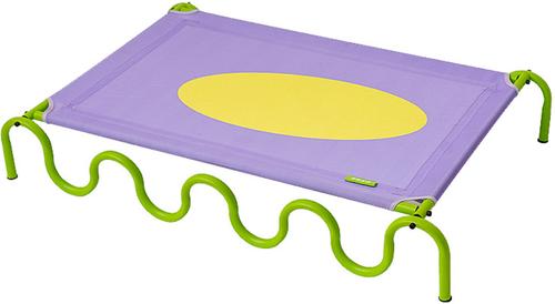 Show full view: ZEZE Wavy Army Elevated Dog Bed, Medium, Purple/Yellow slide 5 of 11